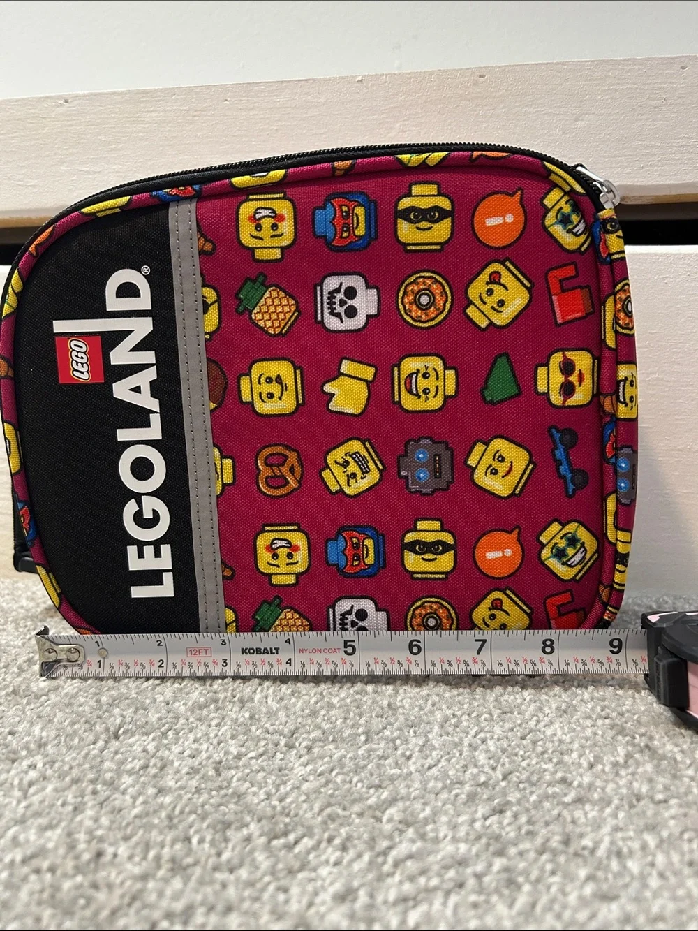 LEGOLAND magenta insulated lunch bag  with zipper closure